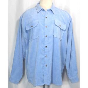 VTG Stag Hill Light Blue Corduroy Button Front Shirt Mens Size 2XL Beautiful